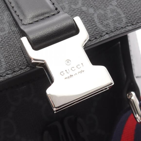 Gucci Super GG Supreme Shoulder Bag Leather Grey Black Multicolor - Picture 4 of 4